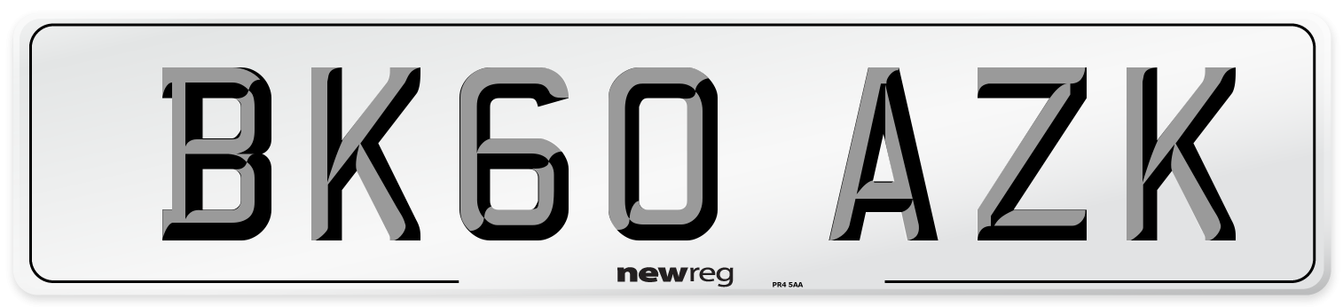 BK60 AZK Number Plate from New Reg